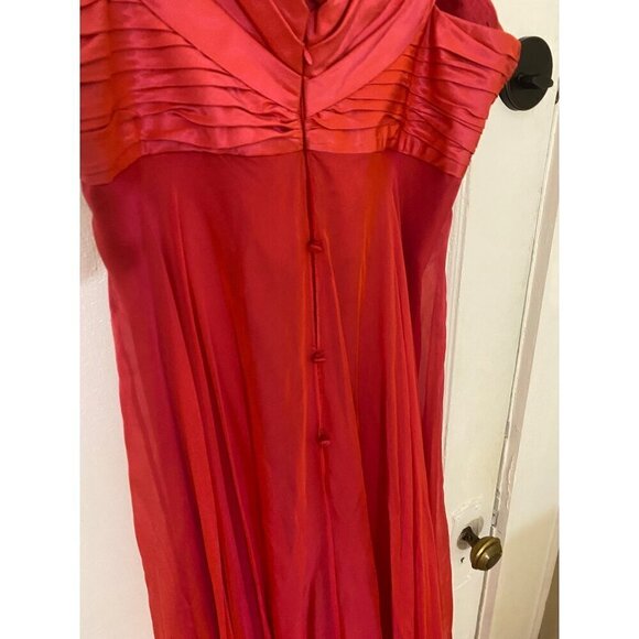 Teri Jon By Ricki Freeman Women's Red Silk Cocktail Dress - 8 - Picture 7 of 16